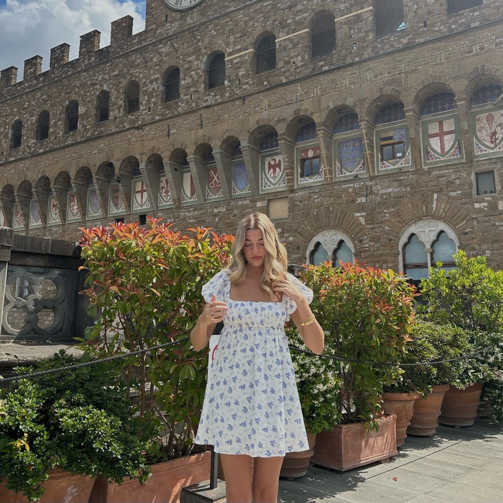 Princess Polly White and Blue Floral Mini Dress